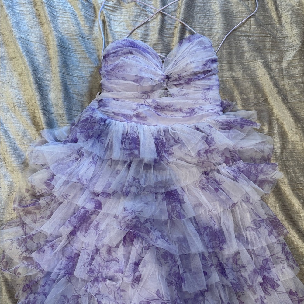 Lavender Ruffled Dress - Picture 3 of 4